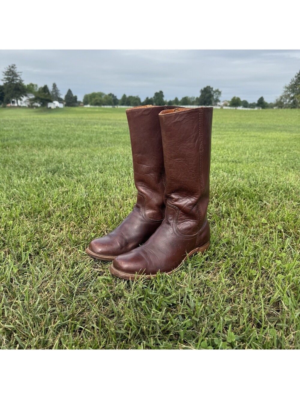 True Vintage 70s FRYE 2949 Men's Campus Boots Size 10.5 D Tall Brown Leather USA